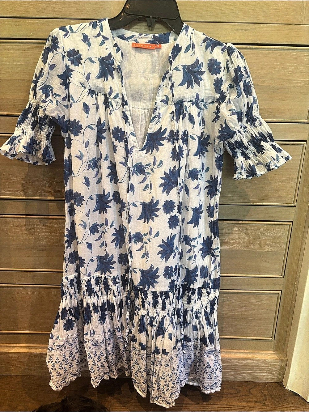 Oliphant Floral Mini Dress in Blue & White Size Small
